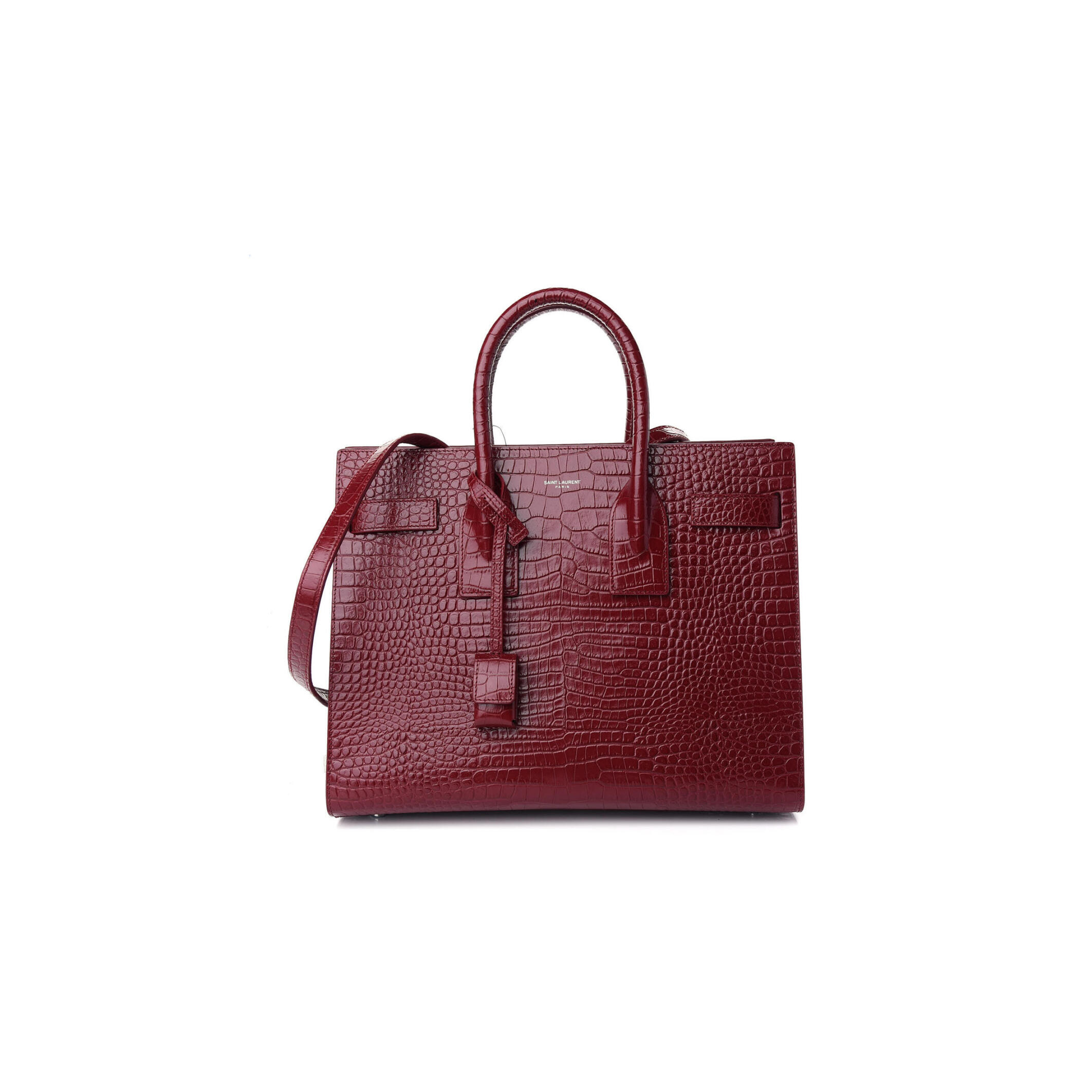 Y51 SAC DE JOUR EMBOSSED CROCODILE SHINY LEATHER RED LACQUER 898383 (26*20.5*12.5cm) Master Quality
